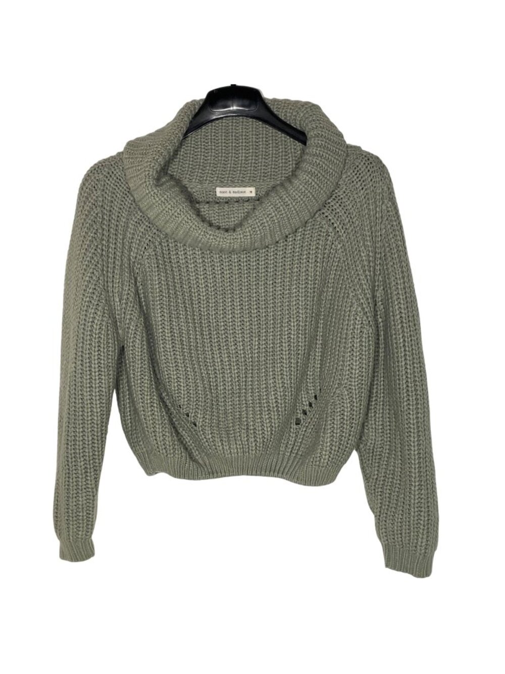 Moon & Madison Knit Cropped Turtleneck Sweater Green Sz MED Chunky